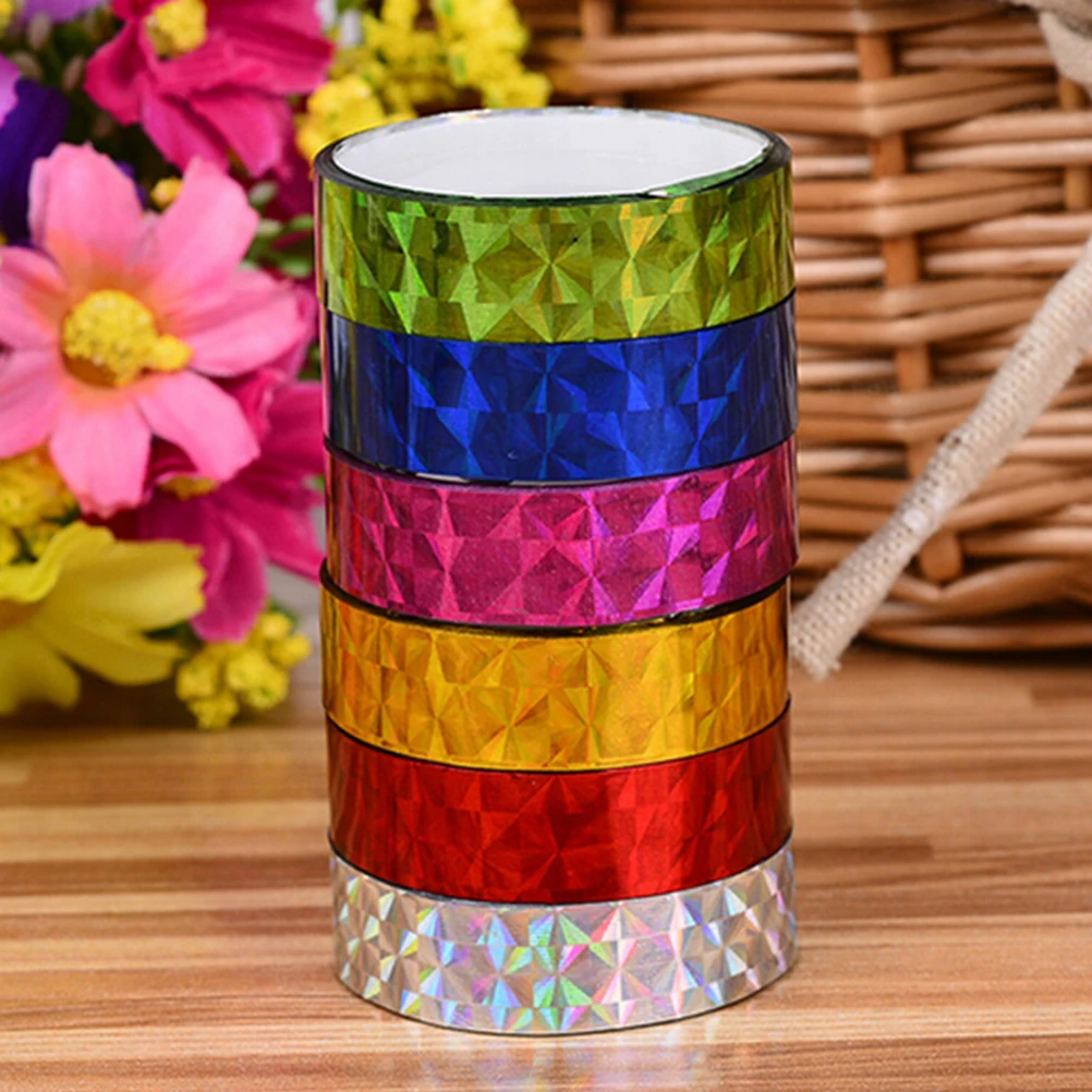 12 Rolls Colorful Laser Tape Decorative Sticky Stationery Adhesive