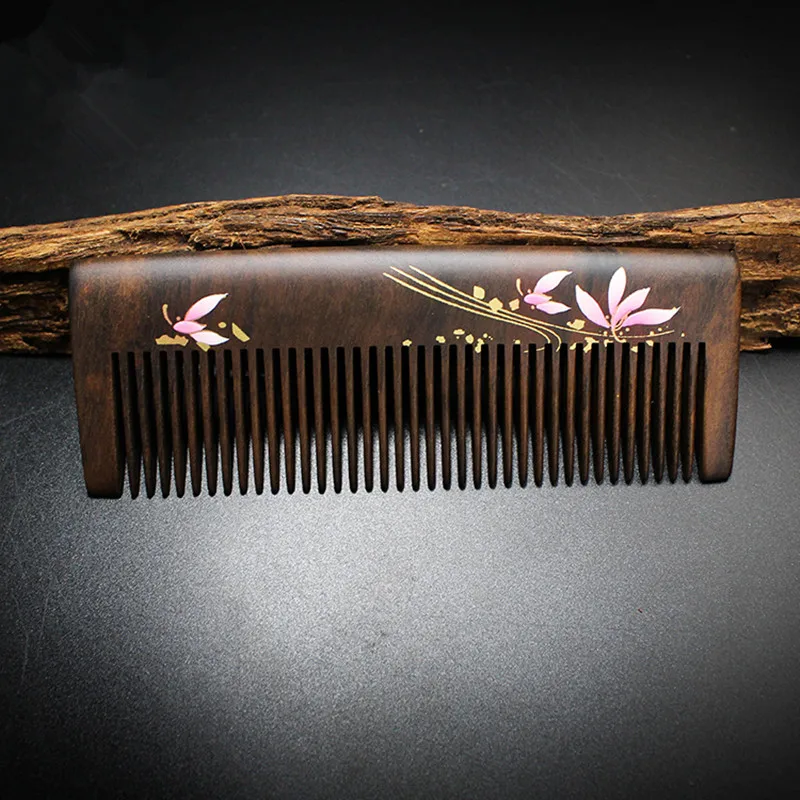 

2019 high quality 1pcs 12.5cm chacate preto handmade comb Wood Hair Combs makeup Head Massager Antistatic Wooden brush best gift