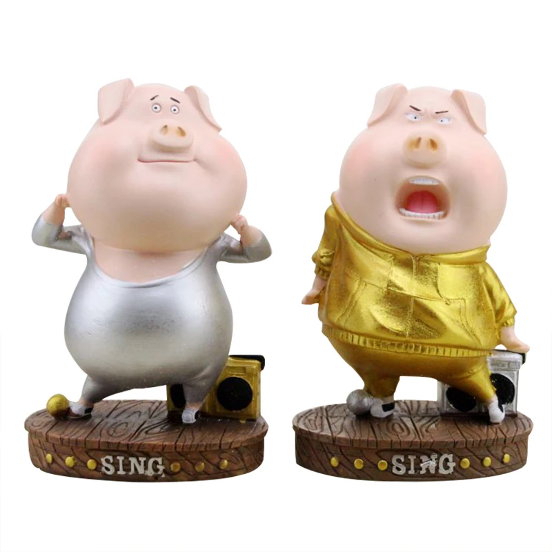 

Cartoon Resin Pig Figurines Piggy Bank Ornaments Creative Desktop Crafts Happy Pig Miniature Money Box Birthday Gifts Home Decor