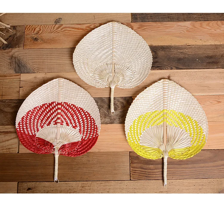 

50pcs Palm Leaves Fans Handmade Wicker Multicolor Palm Fan Traditional Chinese Craft Home Decoration