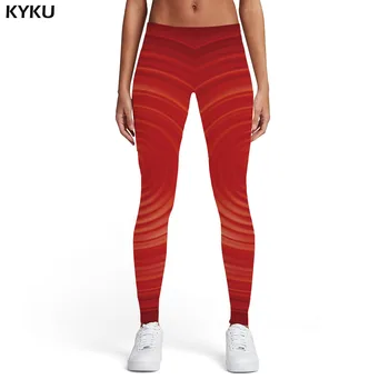 

KYKU Psychedelic Leggings Women Dizziness Leggins Vortex Trousers Red Sport Harajuku Ladies Womens Leggings Pants Fitness