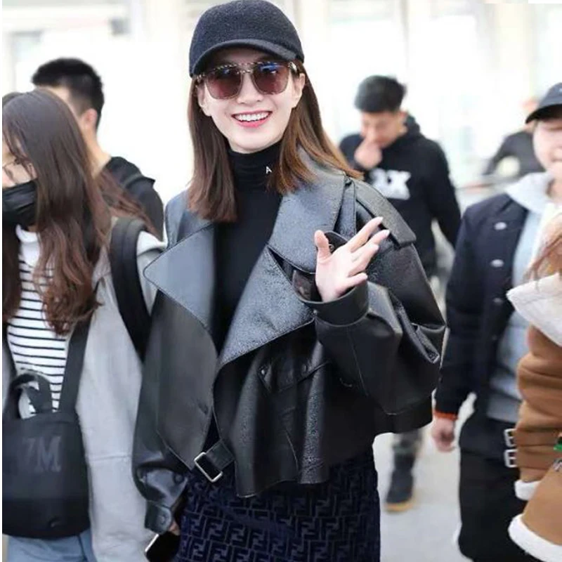 

2019 new genuine leather jacket female short sheepskin loose Korean leather jacket