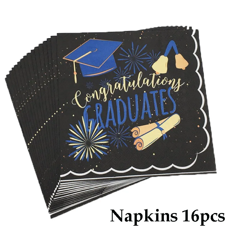napkin Вечерние принадлежности для выпускного, столовые приборы, бумажные тарелки, салфетки для стаканчиков, одноразовые столовые приборы, украшения на день рождения, Детские праздничные принадлежности - Цвет: napkin