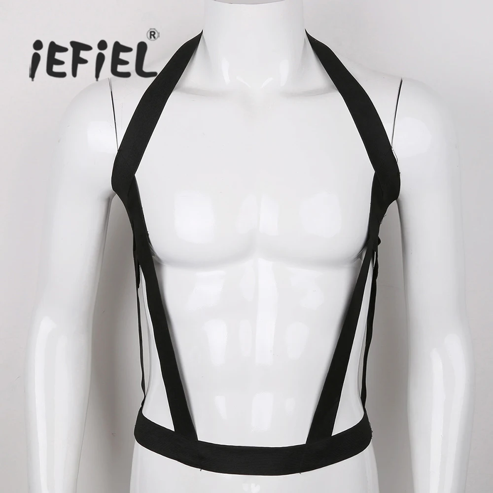 Men Strong Body Chest Harness Muscle Restrain Belt Costume Fancy Dress Bra Top