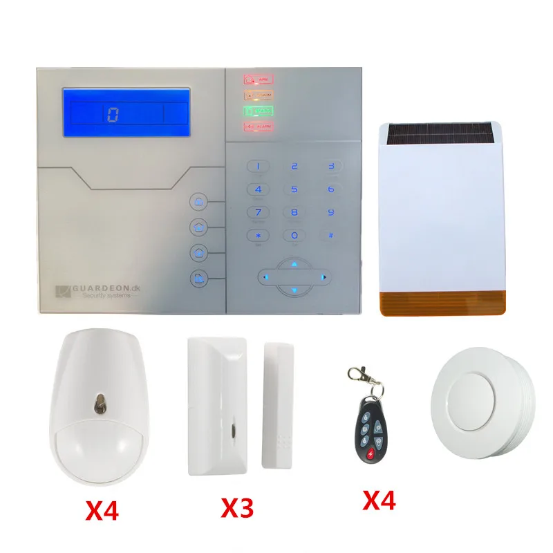 English or French Voice option TCP IP Alarm GSM Alarm System For Home Security With Solar Powered Strobe Flash Siren Alarm