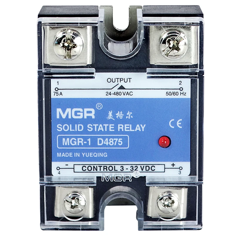 Normally open type single phase solid state relay MGR 1 D4875 75A SSR