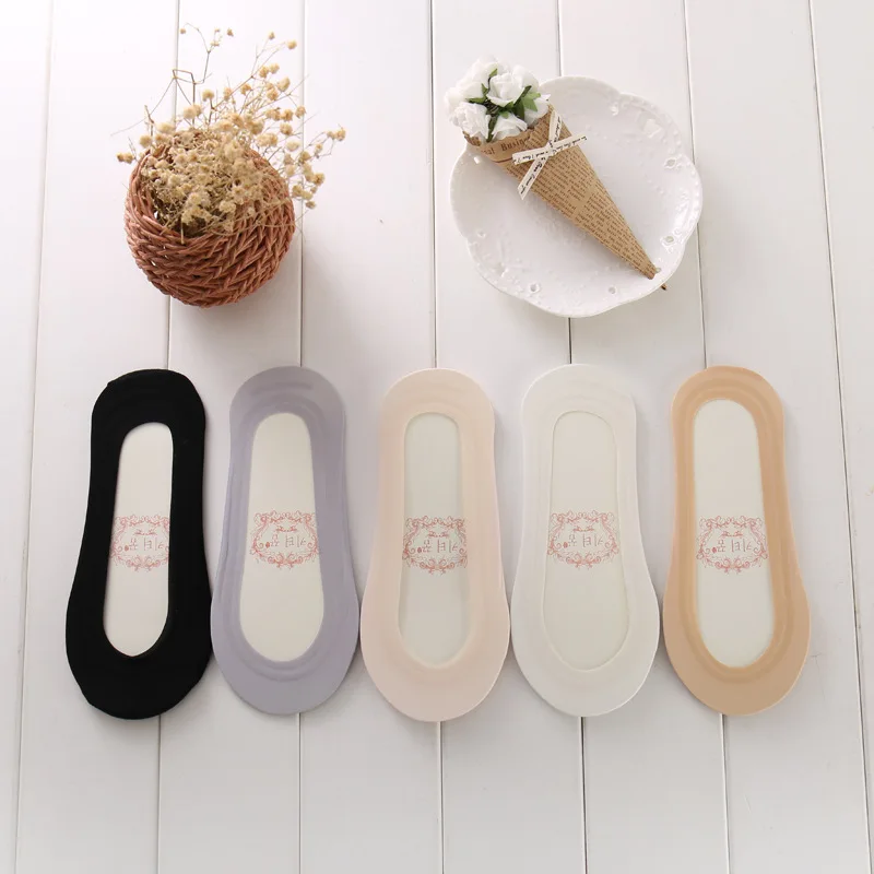 1/3/4Pairs Women Silicone Invisible Cotton Socks Slippers for Girls Summer Thin Boat Socks Non Slip Low Cut Ankle Sox Calcetines