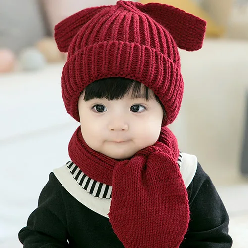 

KACAKID Official Store Winter Warm Unisex Baby Hat Scarf Set Colors Animal Baby Boy Girl Hat Scarf Set Children Baby Hat Set5380