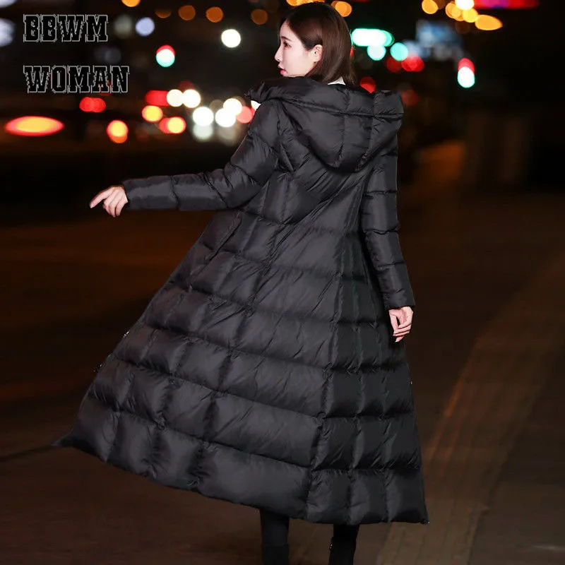 Black Winter Jacket Women Long Thick Warm Parka Coat Women Fashion Slim Hoodies Cotton Padded ZO854