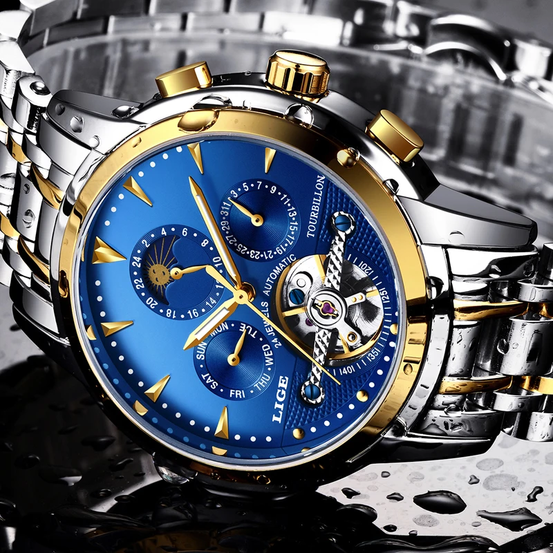 Mens Watches New LIGE Top Brand Luxury Men's Automatic Mechanical Watch Mens Fashion Business Waterproof Watch Relogio Masculino