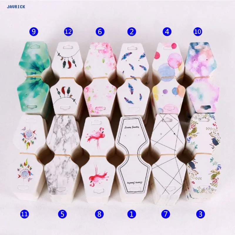 100 Pcs Printing Necklace Card Folding Bracelet Jewelry Display Hang Tag Label | Украшения и аксессуары