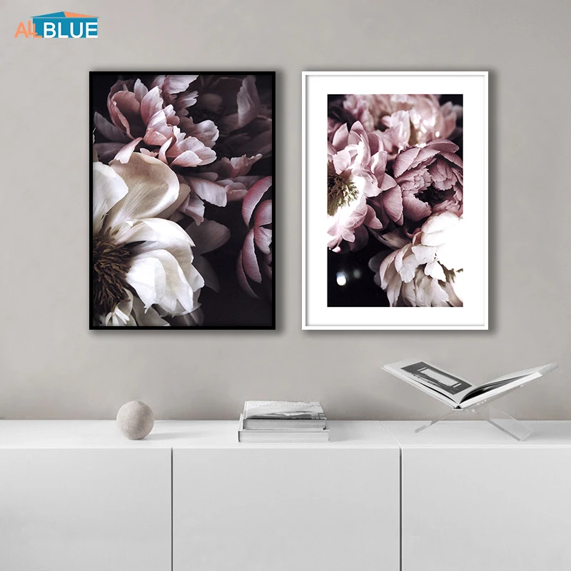 Scandinavian Canvas Print Peony Flower Posters and Prints Wall Art Paintings For Living Room Wall Picture Modern Home Decoration