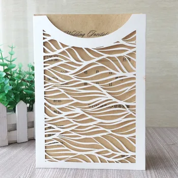 

40Pcs Laser Cut Pearl Paper Classic Style Birthday Blessing Party Decoration RSVP card Pocket Design Wedding Invitations Cards