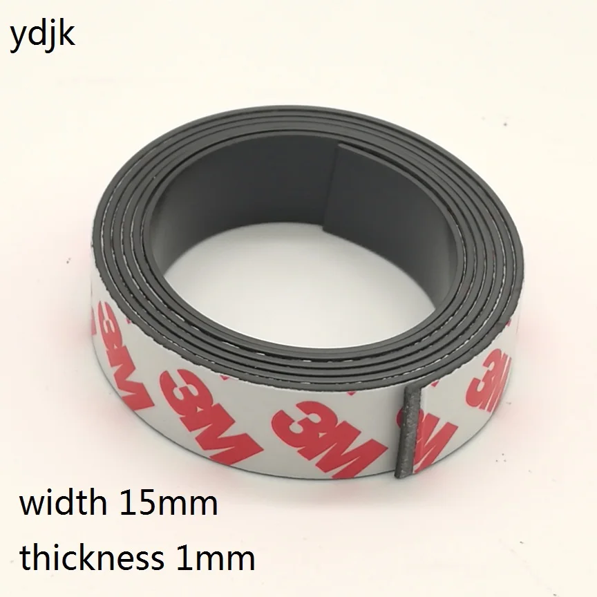 

1 Meter Anisotropic Rubber Magnet 15*1 mm self Adhesive Flexible Magnetic Strip Tape width 15mm thickness 1mm 15x1 mm