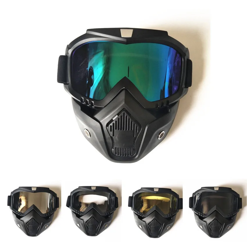 

Multifunctional modular Motorcycle goggles mask Motocross goggles with detachable mask Helmet face mask Paintball game face mask