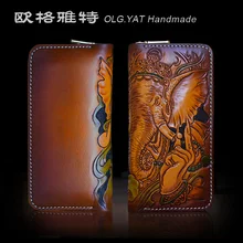 OLG. YAT кошелек ручной работы мужской кошелек сумки кожаные мужские кошельки Женская сумка из воловьей кожи ручные сумки сумка с изображением слона
