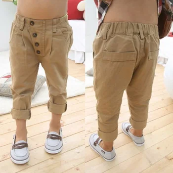 

Baby Kids Boys Retro Clothes Khaki Casual Pants Straight Trousers 2-7Y Children Baby Trousers