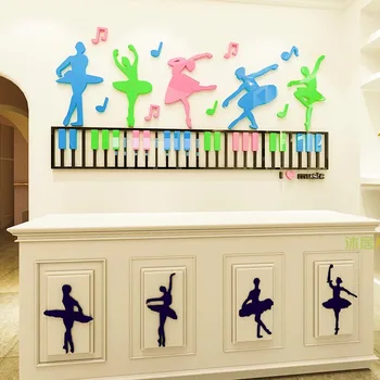 

Children's Room Piano Dancer Acrylic Wall Stickers Music Room Dance Classroom DIY Art Wall Stickers Musical Note Home Decoration