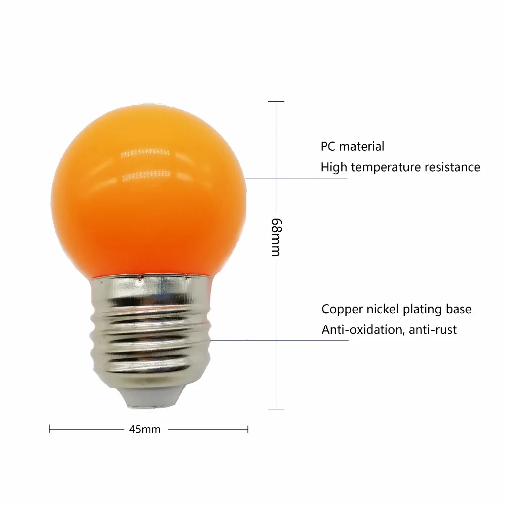 Lokom E27 220V 1W LED G45 многоцветный свет цветная лампа мини 2835 Гольф сад Lampara вечерние