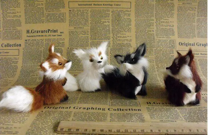

mini 12x8cm stand-up fox model, polyethylene&furs handicraft Figurines home decoration toy gift a2535