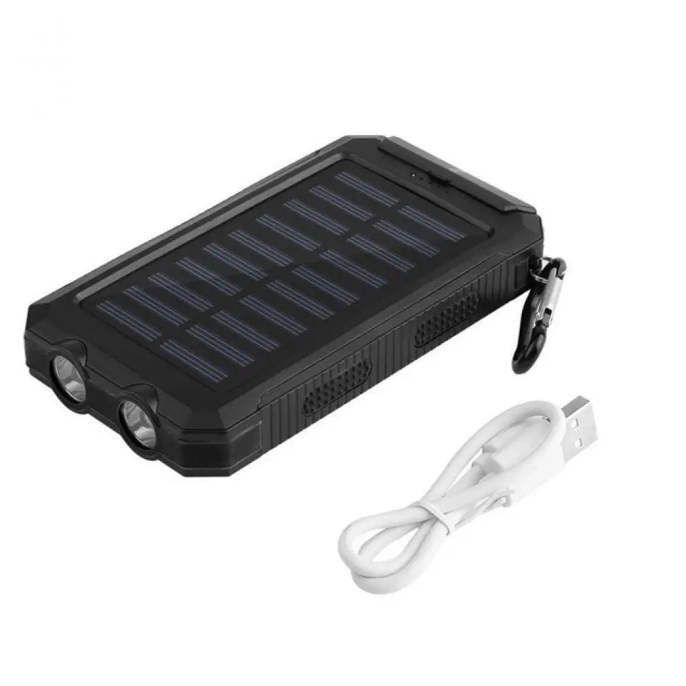 30000 мАч Солнечный внешний аккумулятор быстрая зарядка двойной USB внешний аккумулятор портативное универсальное зарядное устройство для мобильного телефона - Цвет: Black