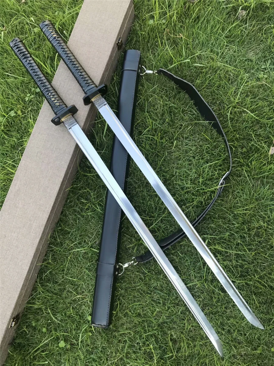 Набор ниндзя двойной нож японский прямой самурайский меч катана Высокая марганцевая сталь острое лезвие Полный Тан
