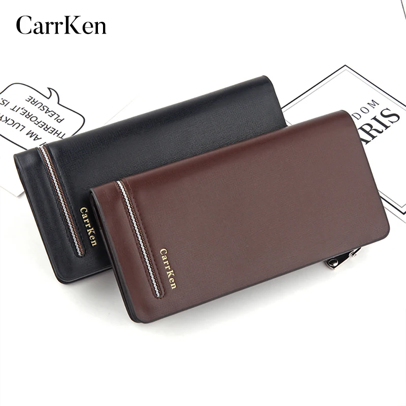 

CarrKen Men Wallets Classic Long Style Card Holder Male Purse Quality Zipper Large Capacity Big Brand Luxury Wallet For Men