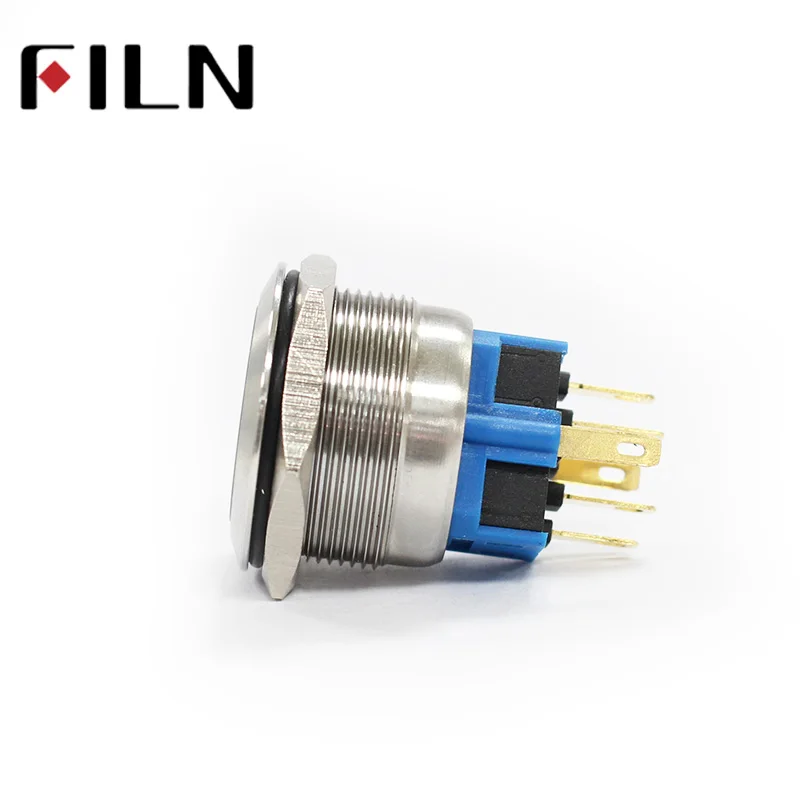 25mm stainless steel ring led 3v 6v 12v 24v 48v 220v blue green white yellow red Latching 1NO 1NC SPDT metal push button switch (3)
