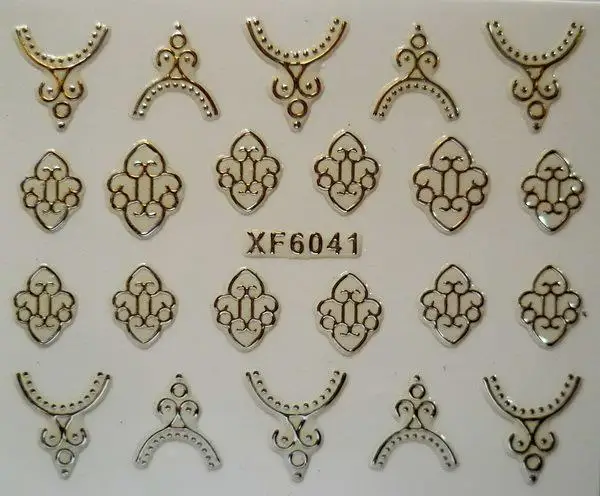 

DIY silver design Water Transfer Nails Art Sticker decals lady women manicure tools Nail Wraps Decals XF6041