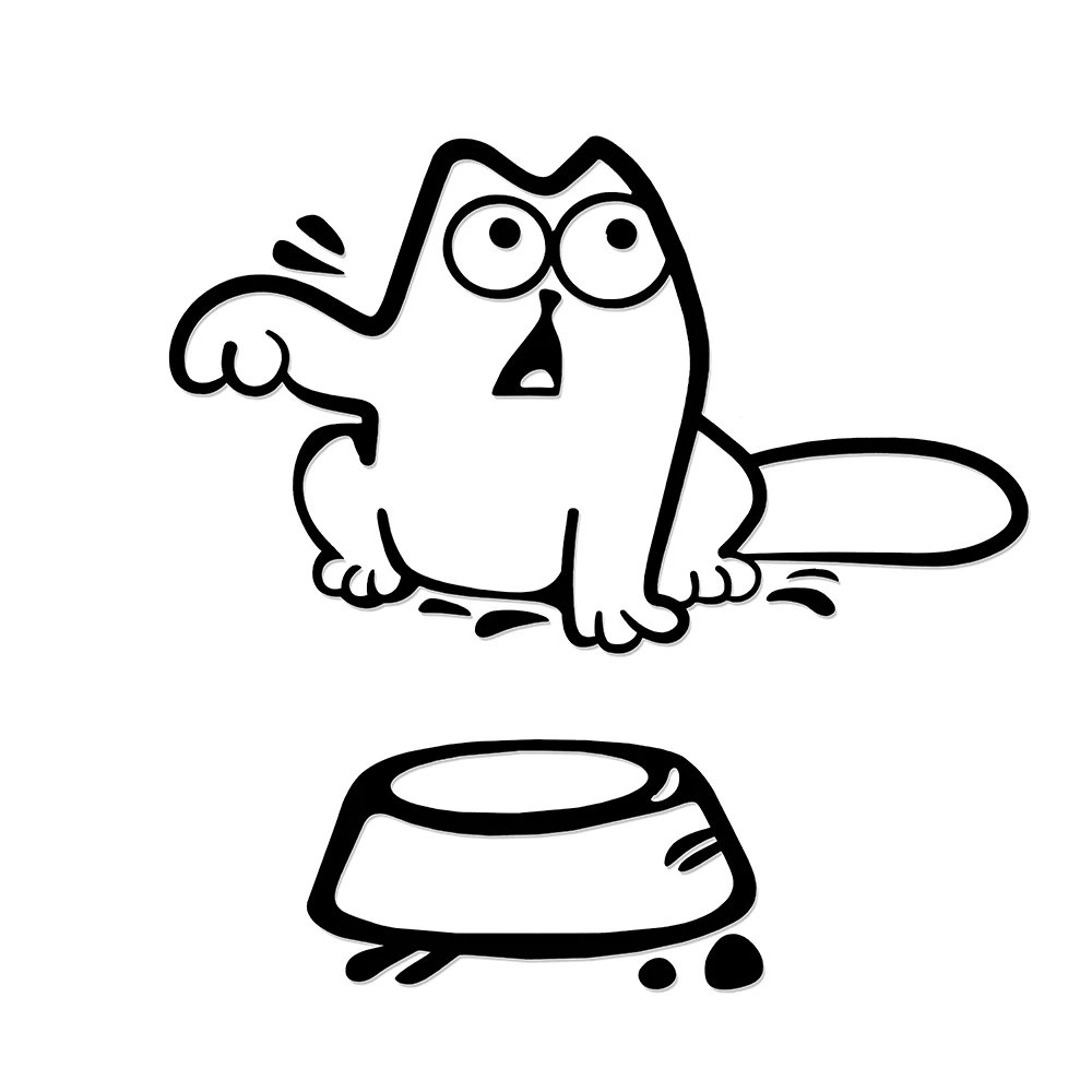 Car Sticker Hungry Simon's Cat Bowl JDM Decal Funny Gas Fuel Tank Cap Cover Vinyl Car Sticker for Car Truck SUV Window Bumper hotmeini car sticker jdm styling 3d window bumper decal vinyl truck van fridge waterproof classic f46 valentino rossi moto vr46