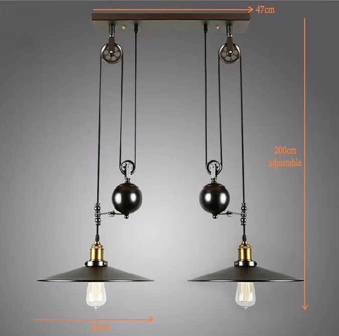 Luminárias em Estilo Sala de Jantar Luzes Pingente Loft Polia Hanglamp Lâmpada Retro Vintage Black Metal Industrial Iluminação Quarto Bar 10 pendant light fixture