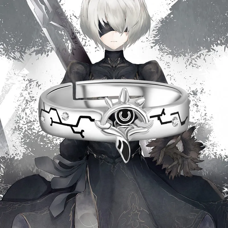 НИР: автоматы YoRHa Тип № 2 кольцо 925 Серебряный Cos подарок кольцо Регулируемый жилет для детей; размер США с увеличенной полнотой 7/8/9