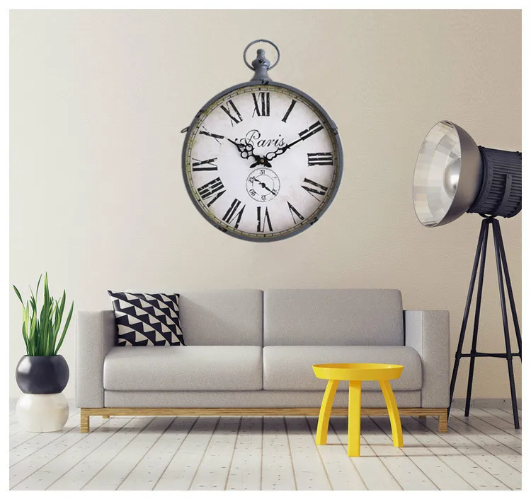 Настенные часы металлические круглые пеньковая веревка римские цифры часы для спальни и гостиной украшения аксессуары настенные часы
