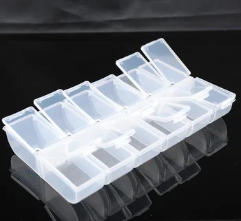 

1Pcs 17.7*9.6cm Plastic Transparent Empty Beads Box Earrings Storage Container 12 Compartments fashion cute box free shipping