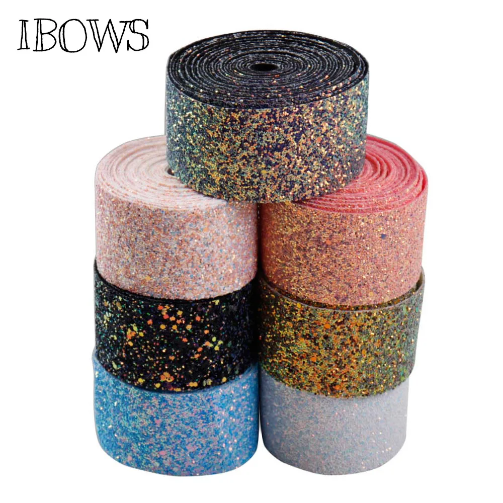 

1yard 2'' 50mm Chic Chunky Glitter Ribbon Blingbling Fabric Ribbon DIY Hair bows Material Sewing Accessories Handmade Crafts