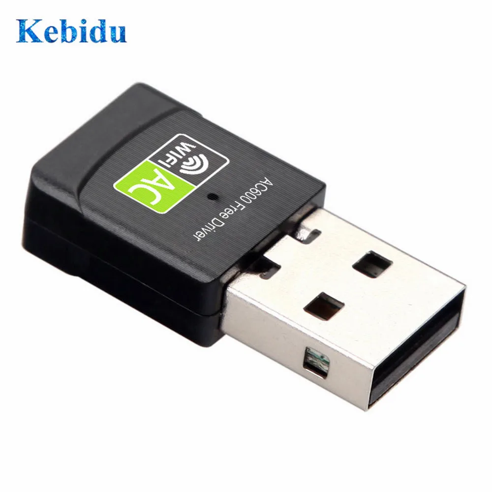 KEBIDU Бесплатный драйвер мини беспроводной USB Wifi адаптер 2,4G+ 5G 600 Мбит/с USB Wifi AC Dongle адаптер сетевая карта для ноутбука - Цвет: Черный