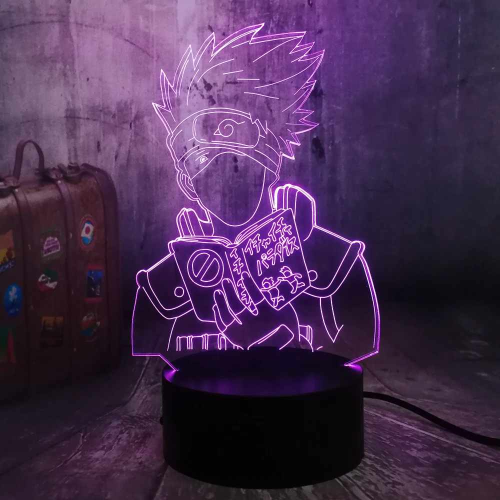 Naruto Anime Hatake Kakashi Uzumaki 3D LED Night Light USB Table Sleep Lamp Home Decor Child Boy Kid Toys Holiday Christmas Gift