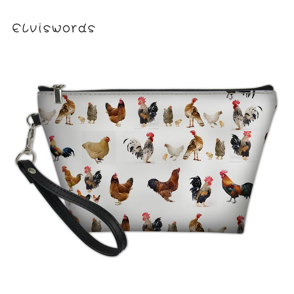 

ELVISWORDS Cute Animals Printing Makeup Bag for Women Portable Travel Organizer Storage Pouch Toiletry Bag Wash Beauty Kit
