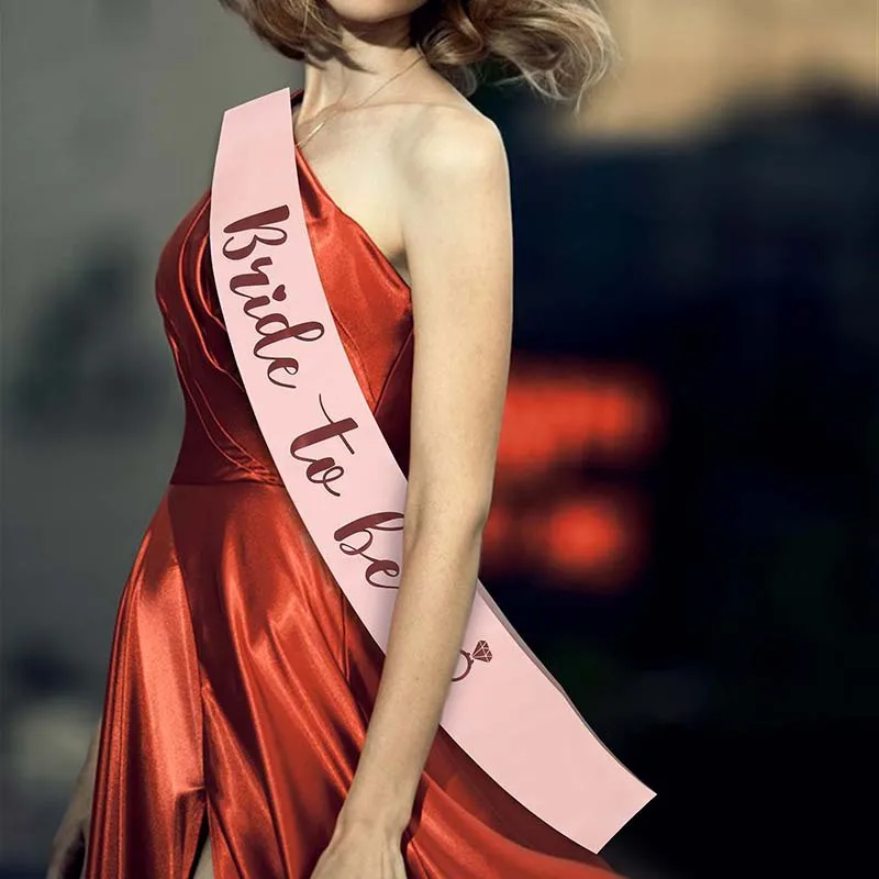 Bride to Be Sash with Diamond Ring Hen Party Sash for Bachelor Party Wedding Bridal Shower Pink White with Gold Letter HW62 (7)