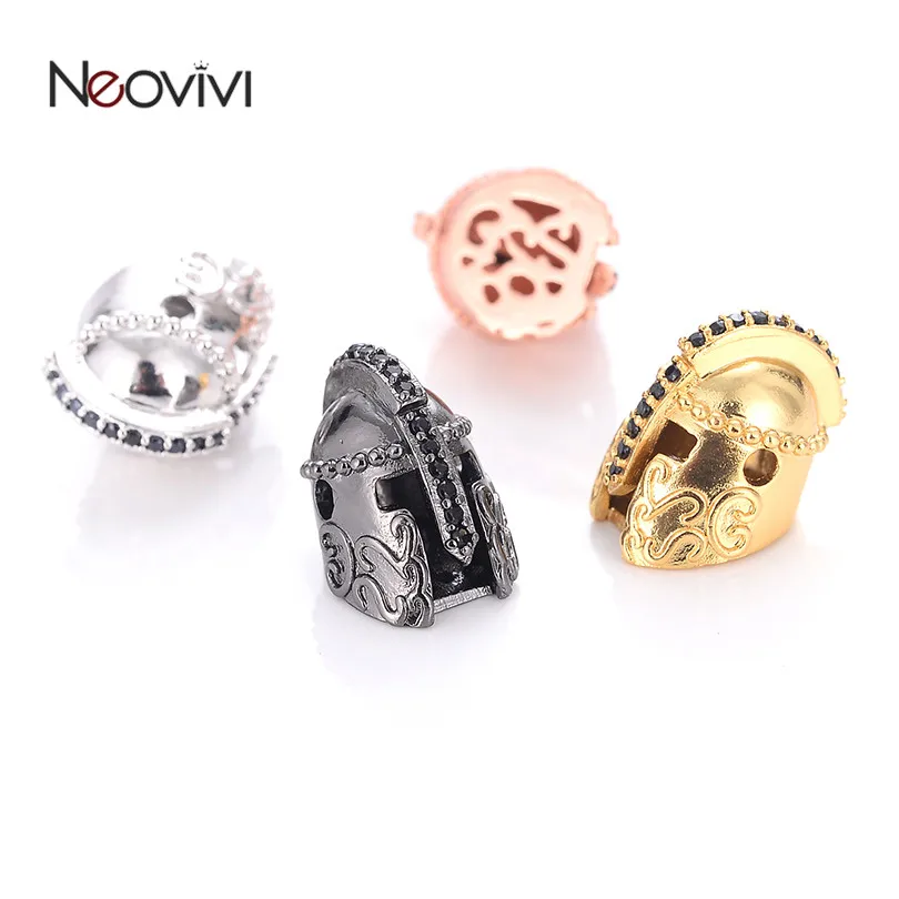 

Neovivi Helmet Bead Prince General Head Beads for Jewelry Making Pave Micro Cubic Zirconia DIY Accessories Bracelets Craft
