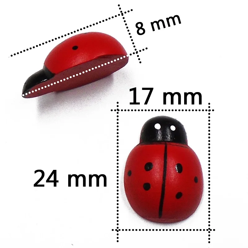 ZIEENE 10 шт. 50 шт. красная роспись Божья коровка деревянные пуговицы для шитья Скрапбукинг поделки ручной работы деревянные нашивки для детей DIY 11-32 мм - Цвет: 24x17x8 mm
