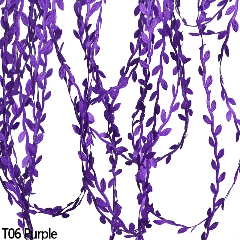 10/20 метров зеленые листья из ротанга шелковые листья искусственные DIY ВЕНОК Гирлянда Свадебные украшения подарок Скрапбукинг Ремесло поддельные цветы - Цвет: T06 Purple