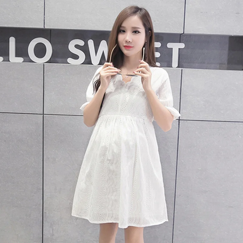

Summer Pregnacy Lace Dresses Clothes for Pregnant women Ruffles Sleeve Loose Maternity Wear Dress V neck Nursing Pregnancy Dress