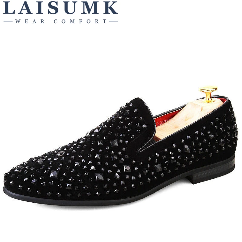 black rhinestone loafers