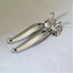 Gold and Silver Sequined Spoon Fishing Lure with Feather and Noise Attraction - 10g 8.7cm (Sliver)