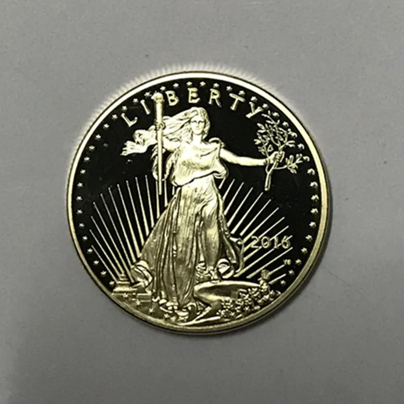 5 шт. не магнитные монеты свободы 24 к настоящий позолоченный Значок США Орел 32,6 мм сувенирная монета