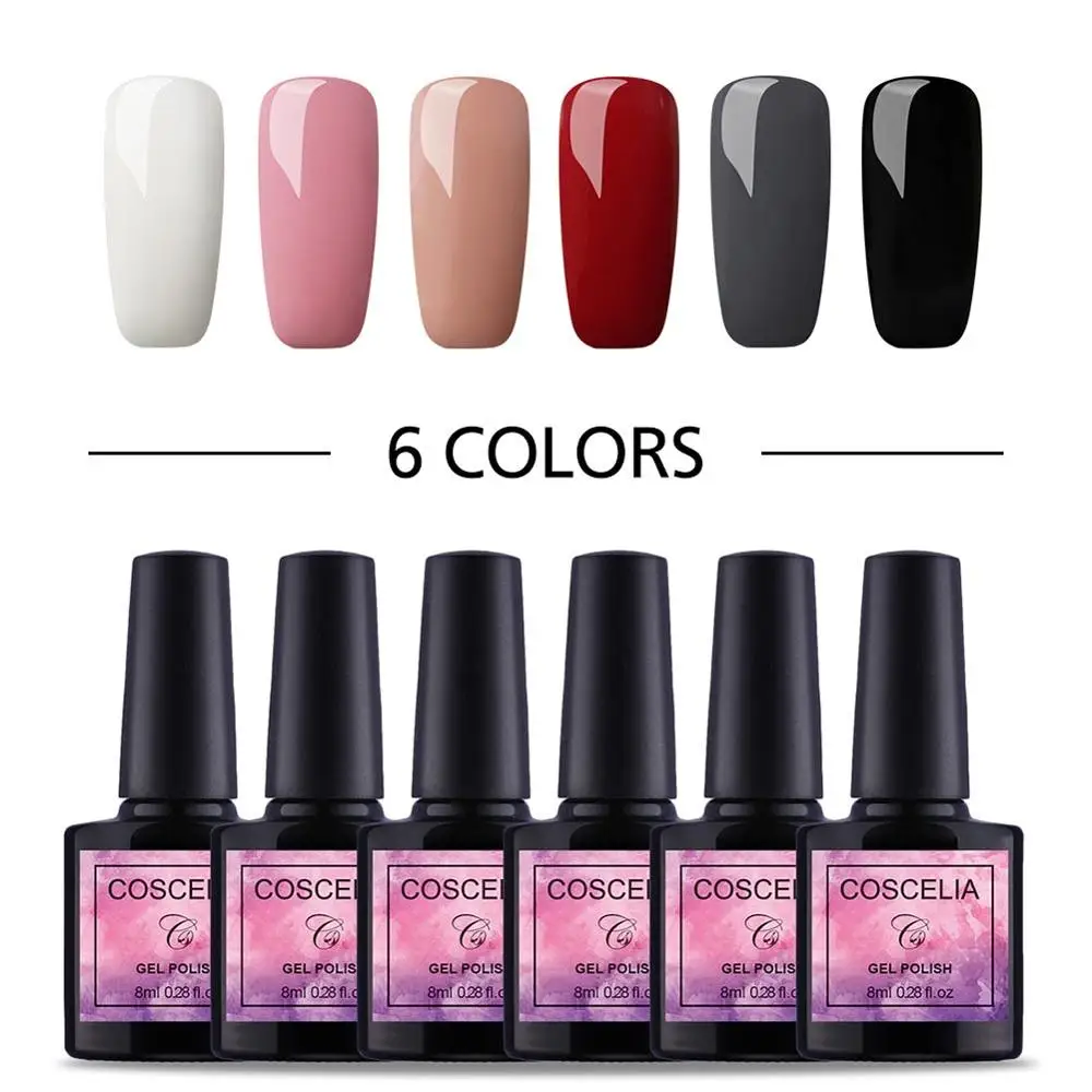Gel Polish Kit 4 COSCELIA, 6/10 шт, 8 мл, Твердый Цветной Гель-лак для ногтей, долговечный Гель-лак, комплект гель-лака и наборы для ногтей - Color: Gel Polish Kit 4