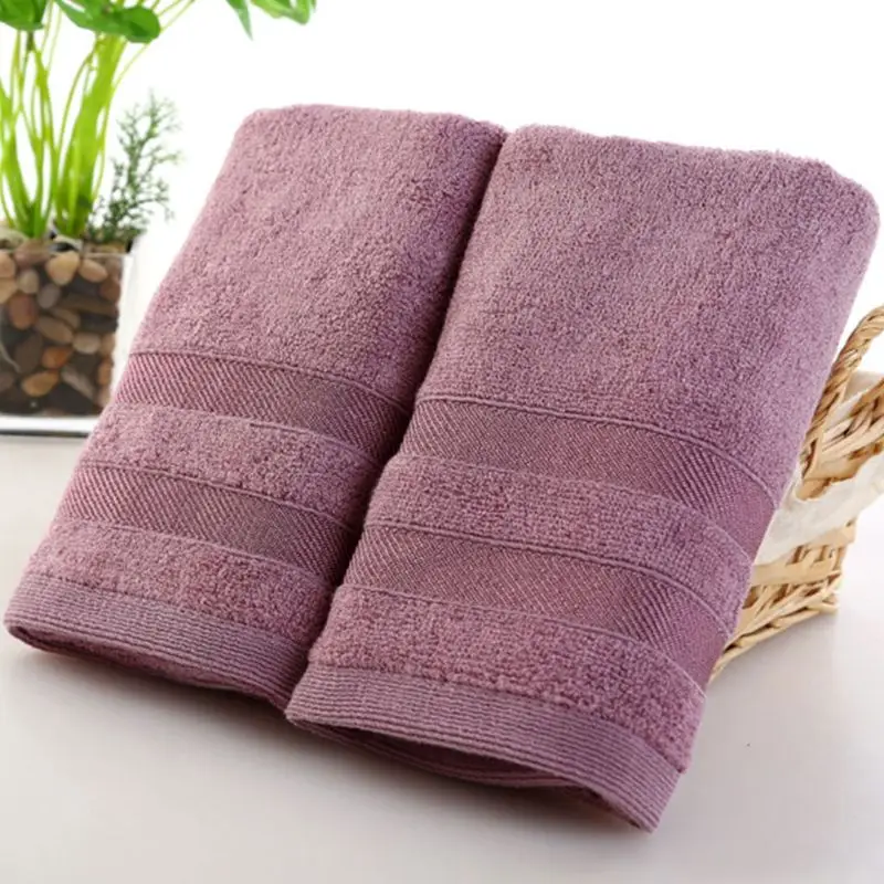 Хлопковое однотонное банное полотенце пляжное полотенце для взрослых быстросохнущее мягкое толстое высокоабсорбирующее антибактериальное полотенце для душа - Цвет: Фиолетовый
