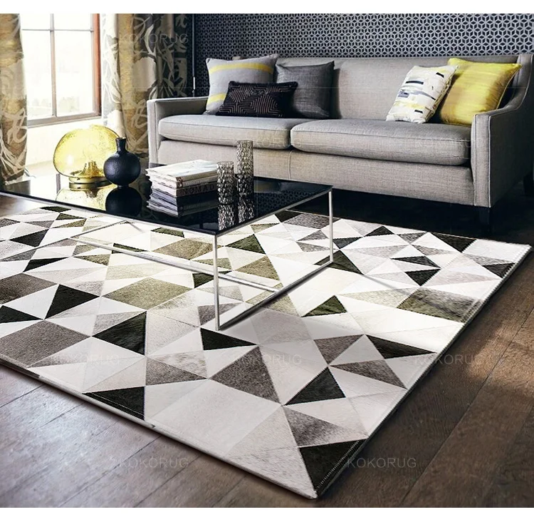 

Fashionable art carpet 100% natural genuine cowhide leather home goods rugs