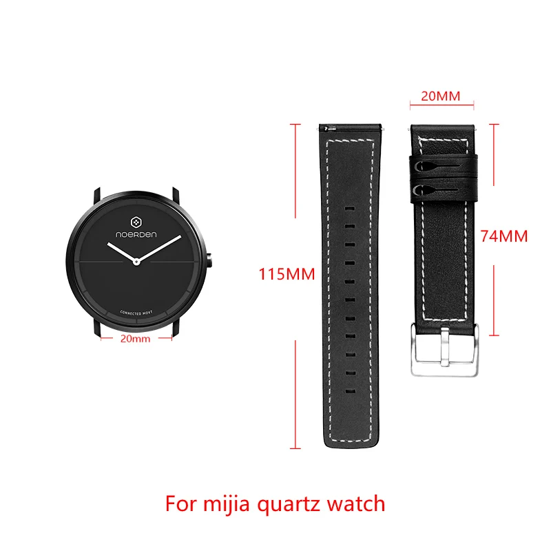 

For Mijia quartz watch Leather strap Compatible band width 20mm watch Replacement band Mijia quartz watch strap adjustable size